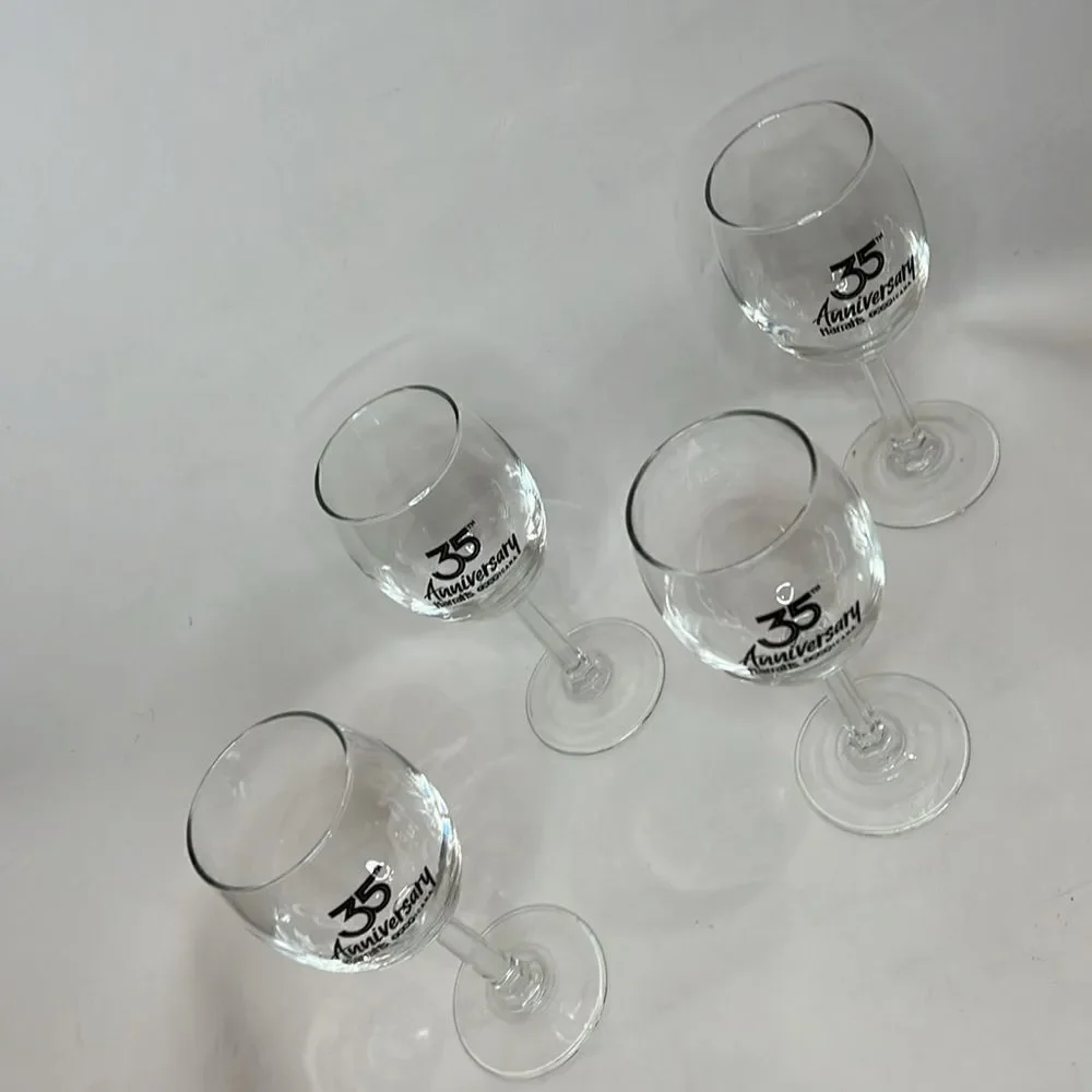 Harrah’s Tropicana Wine Glasses 35th Anniversary Laughlin Nv 8 Oz Each Set 4 New